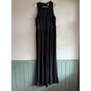 Anne Klein Women's Black High Cowlneck Sleeveless Jumpsuit Size 12